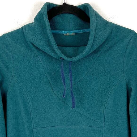 Isis Pullover Fleece Sweatshirt Drawstring Cowl Neck Teal Small - Picture 3 of 8